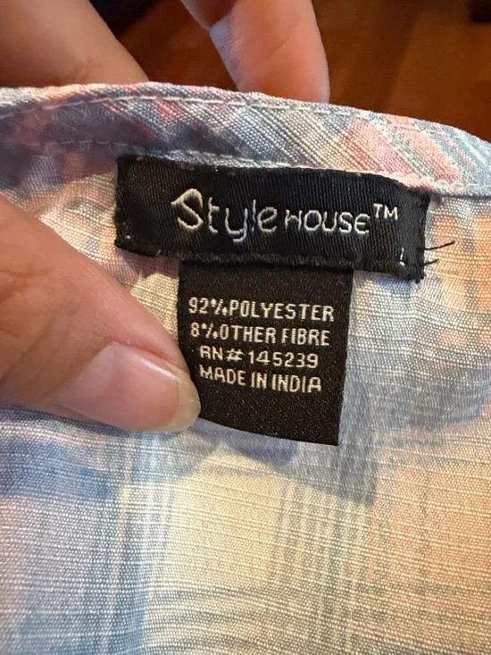 Women's Asymmetrical Tiered V-Neck Dress in Light Blue and Pink - Picture 3 of 4